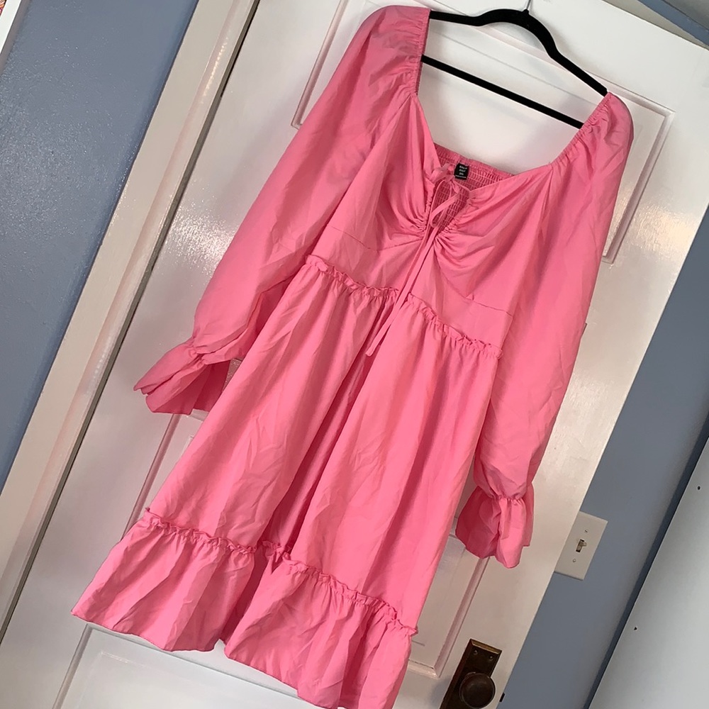 3X Shein Curve barbie pink ruffle Dress